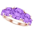 thumbnail image 1 of AFFY Cushion Shape Simulated Amethyst Five Stone Engagement Wedding Ring In 10k Solid Rose Gold Ring Size-6.5, 1 of 1