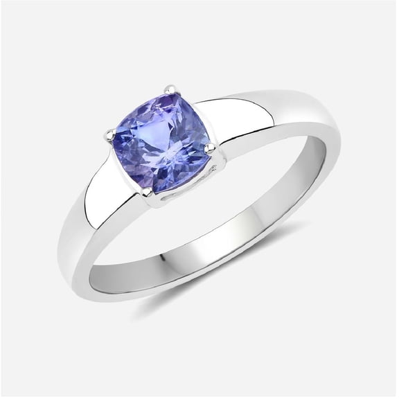 Cushion Shape Tanzanite 925 Sterling Silver Solitaire Stackable Women Valentines Day Gifts Ring