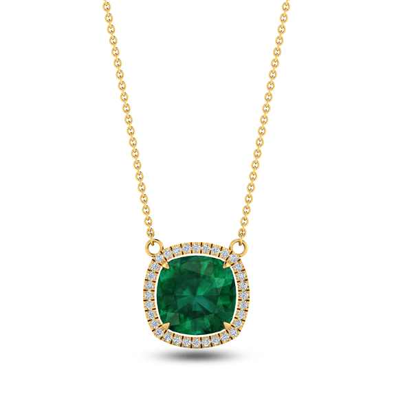 Cushion Square Solitaire Emerald Gold Plated Pendant Engagement Gift For Cousin || Ali Baba Jewellery