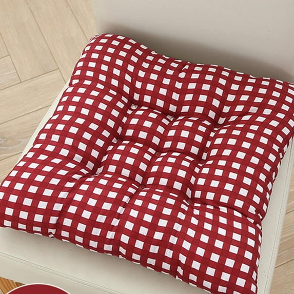 Cushion X1 Gingham Plaid Buffalo Checkered Plush Country Farmhouse Chair Cushion Pads With Tear Proof Ties Assorted Colors（16*16Inch） Cushion