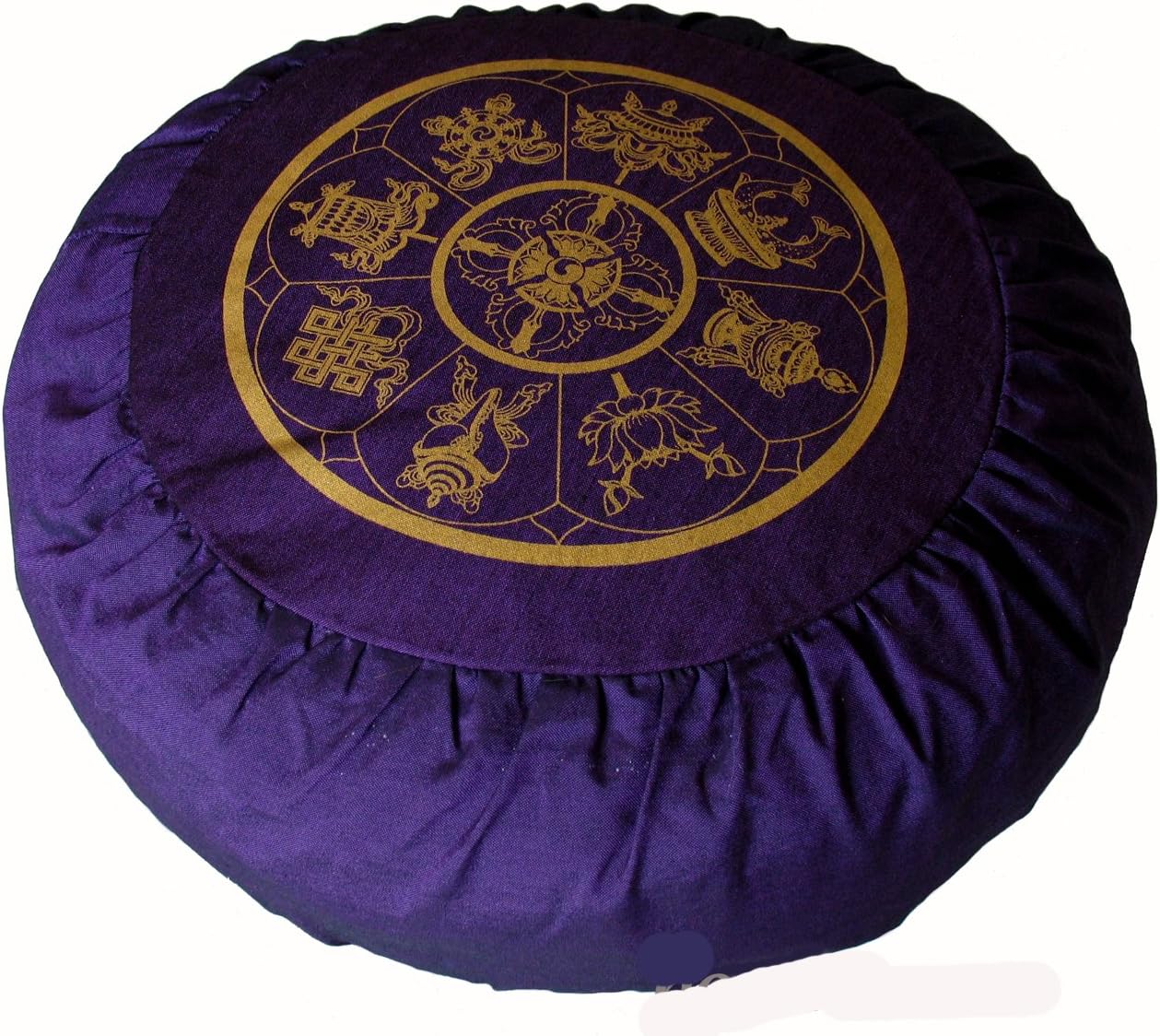 Cushion Zafu Buckwheat Pillow Eight Auspicious Sacred Symbols Purple