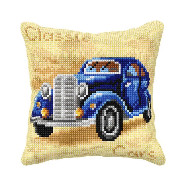 Cushion cross stitch kit "Blue Car"