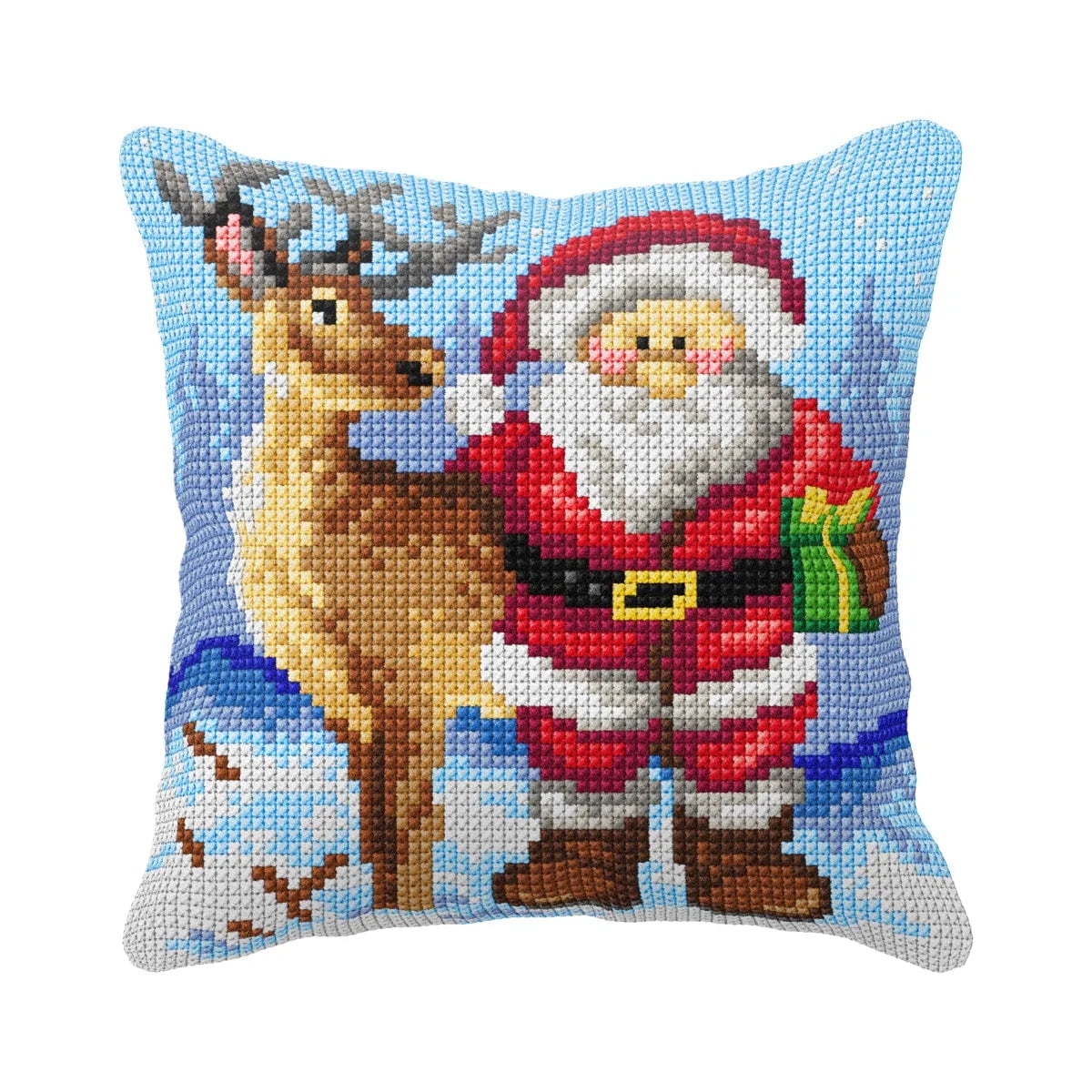 Cushion cross stitch kit Santa Claus and Reindeer 99095