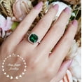 thumbnail image 1 of Cushion cut halo emerald ring, emerald engagement ring, cluster ring,, 1 of 4