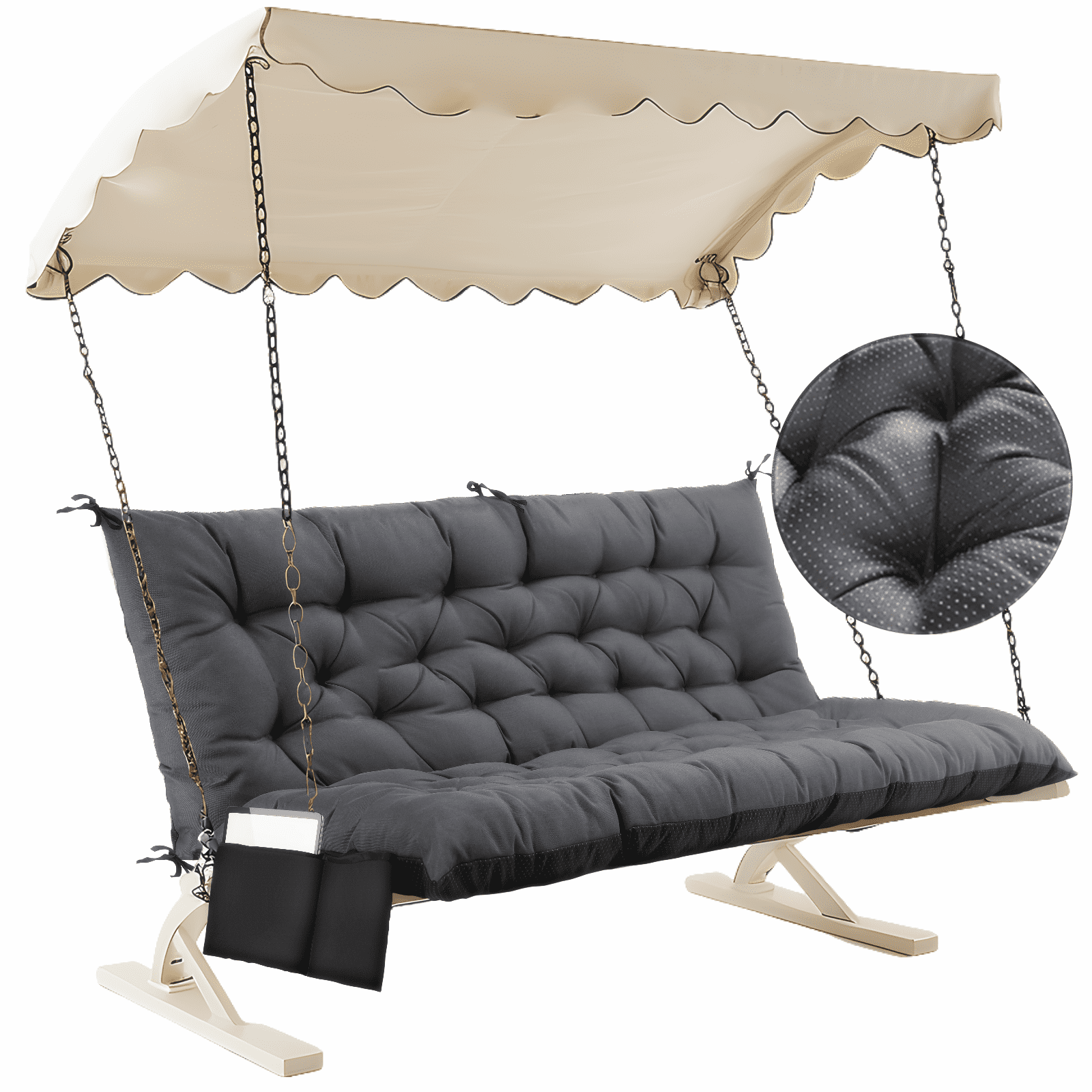 Matalde 150cm x 100cm Gray Swing Chair Cushions with Ties, Rectangular