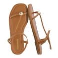 thumbnail image 1 of Cushionaire Alias Squared Toe Womens Sandals, T-Strap Flat Sandal with Cushioned Footbed and Adjustable Ankle Strap, 1 of 17