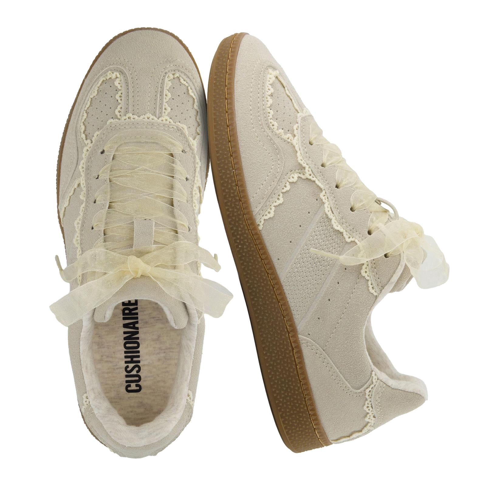 Belinda Lace Detail Casual Sneakers for Women | Elegant Ribbon Lace Up Summer Shoes | Classic Casual Sneakers for Everyday Outfits