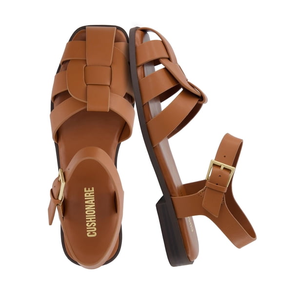 Cushionaire Benny Closed Toe Fisherman Womens Sandals - Flat Dressy Comfortable Sandals for Women with Adjustbale Ankle Strap