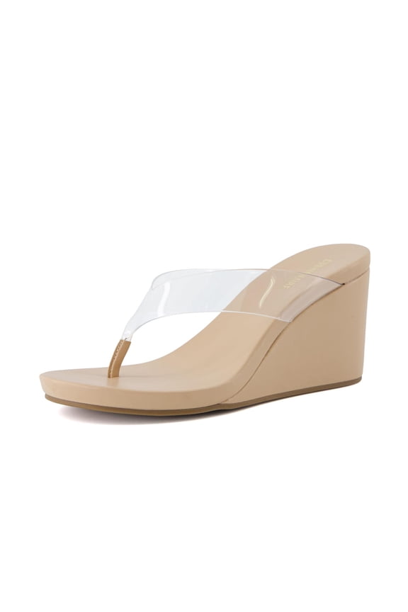 Bera Platform Thong Womens Sandals, Stylish Wedge Flip Flops for Women with Contoured Comfort Footbed