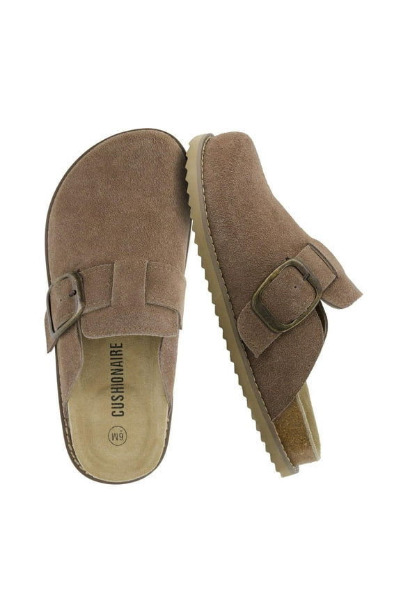 Blain Genuine Suede Clogs for Women | Slip-On Mules with Memory Foam & Oversized Buckle | Non-Slip Comfort Clogs & Mules Shoes for Women