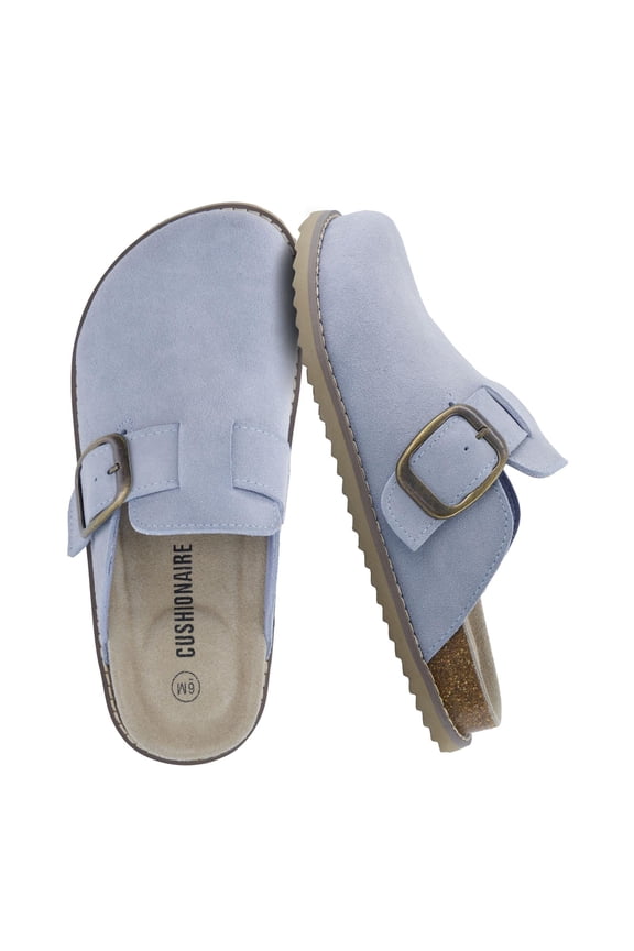Blain Genuine Suede Clogs for Women | Slip-On Mules with Memory Foam & Oversized Buckle | Non-Slip Comfort Clogs & Mules Shoes for Women
