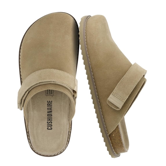 Cushionaire Boulder Genuine Leather Clogs for Women, Slingback Slip On Shoes with Adjustable Swivel Back Strap and Memory Foam Footbed