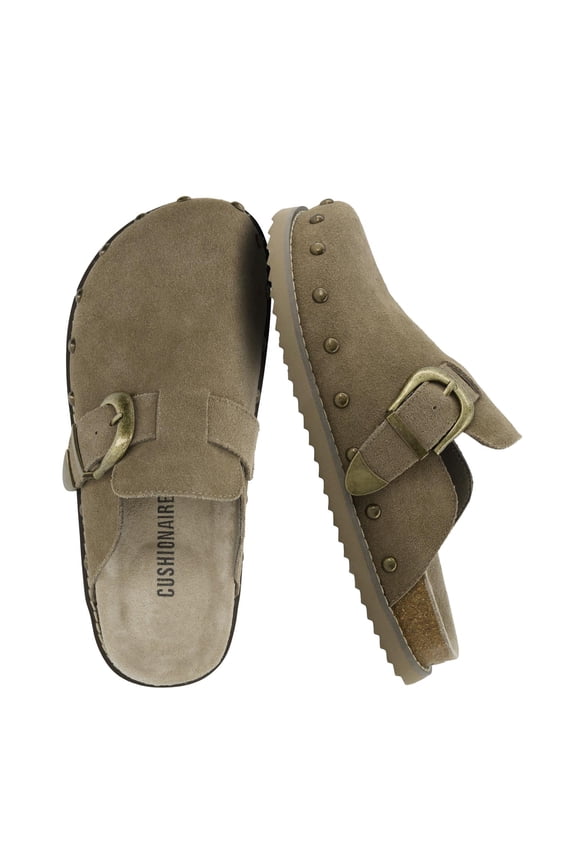 Bronco Suede Slip On Studded Women's Clogs – Genuine Suede Leather Clogs with Adjustable Buckle and Studded Detailing, Stylish Fall Shoes for Women