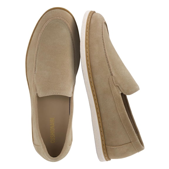 Cushionaire Caden Genuine Suede Penny Loafers for Men | Slip-On, Moc Toe Construction, Rubber Outsole, True to Size Fit, Round Toe Shape, Cushioned Footbed, Casual Dress Shoe Design