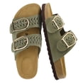 thumbnail image 1 of Cushionaire Cashew Slip On Genuine Suede Leather Womens Sandals - Braided Double-Strap Design with Adjustable Big Buckle | Sandals for Women, 1 of 27
