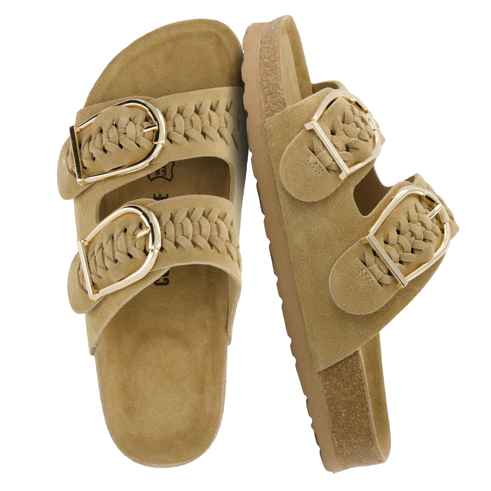 Cushionaire Cashew Slip On Genuine Suede Leather Womens Sandals
