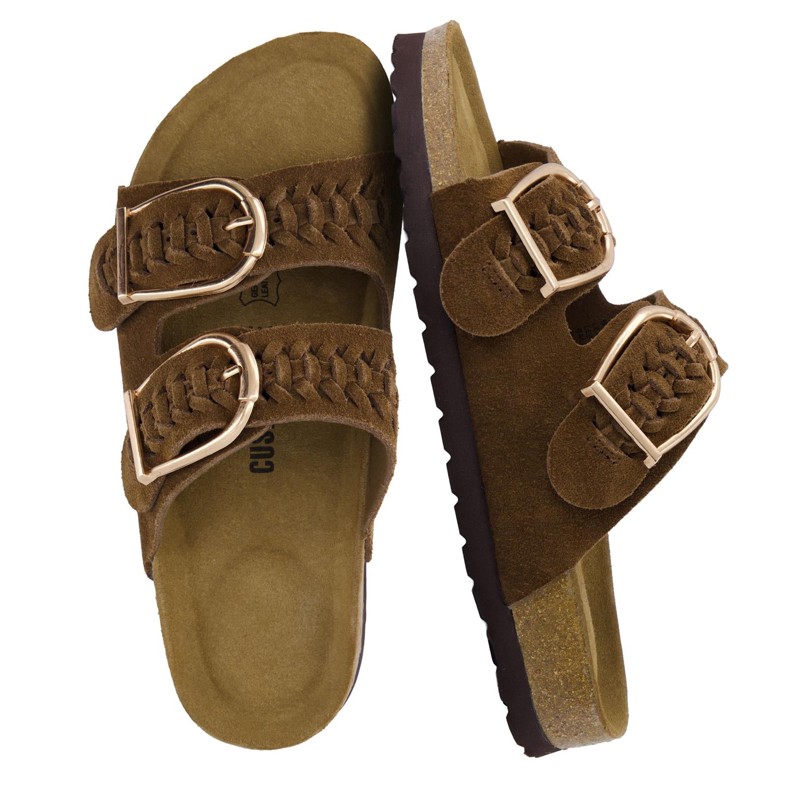 Cushionaire Cashew Slip On Genuine Suede Leather Womens Sandals