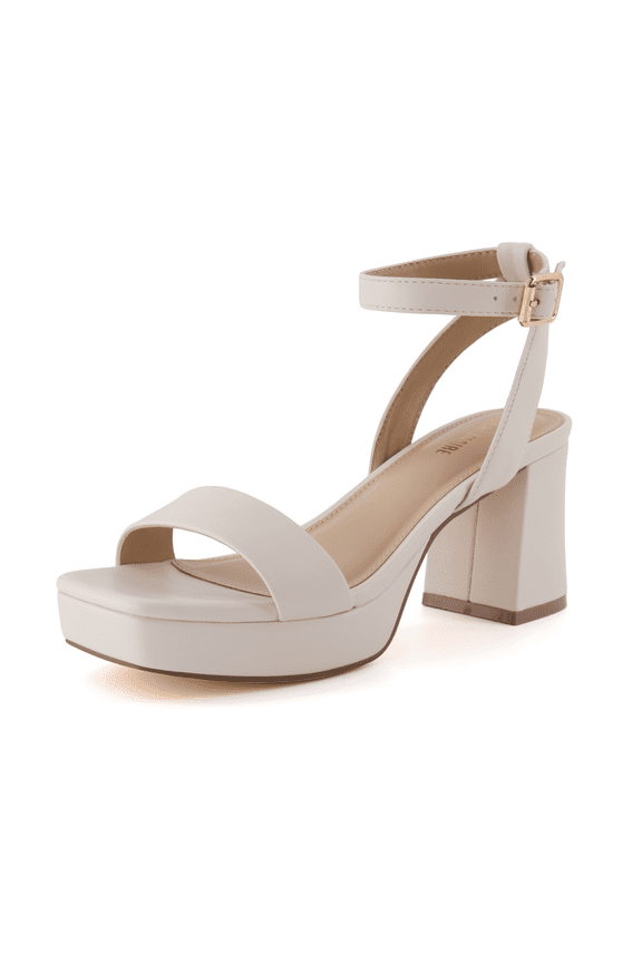 Cherry Platform Heels for Women – Women's Dress Sandals with Chunky Block Low Heel with Adjustable Ankle Strap - Runs Large, Size Down Half Size