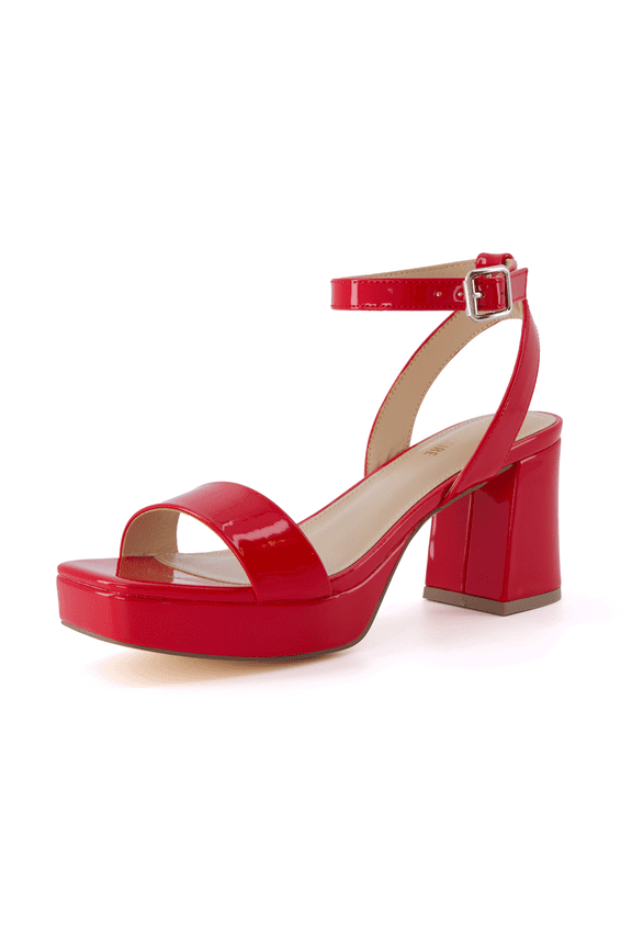 Cherry Platform Heels for Women – Women's Dress Sandals with Chunky Block Low Heel with Adjustable Ankle Strap - Runs Large, Size Down Half Size