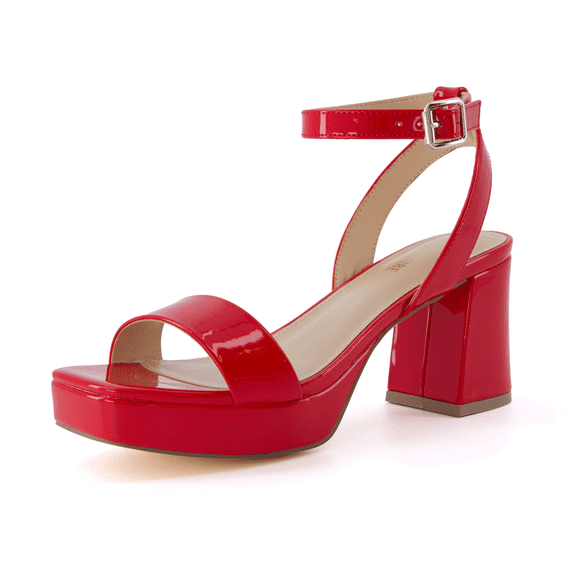 Cushionaire Cherry Platform Heels for Women – Women's Dress Sandals with Chunky Block Low Heel with Adjustable Ankle Strap - Runs Large, Size Down Half Size