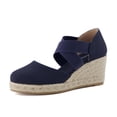 thumbnail image 1 of Cushionaire Chica Espadrille Wedge Sandals for Women Slip On Closed Toe Women Shoes with Elastic Straps and Stylish Everyday Comfort, 1 of 23