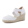 thumbnail image 1 of Cushionaire Chica Espadrille Wedge Sandals for Women Slip On Closed Toe Women Shoes with Elastic Straps and Stylish Everyday Comfort, 1 of 21