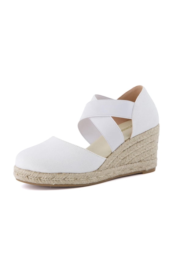 Chica Espadrille Wedge Sandals for Women Slip On Closed Toe Women Shoes with Elastic Straps and Stylish Everyday Comfort