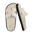 thumbnail image 1 of Cushionaire Crisp Women’s Slide Sandal – Faux Leather Cutout Slip-On with Artisan Stitching & Memory Foam, Wide Widths Available, 1 of 19