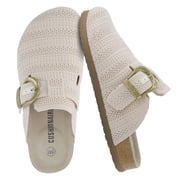 Cushionaire Dumbo Slip-On Clogs for Women with Textured Soft Knit Upper, Adjustable Buckle, and Cushioned Footbed   Stylish and Comfortable Womens Slippers