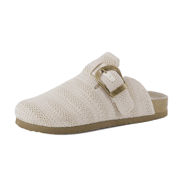 Cushionaire Dumbo Slip-On Clogs for Women with Textured Knit Upper, Adjustable Buckle, and Cushioned Footbed – Stylish and Comfortable Women's Shoes
