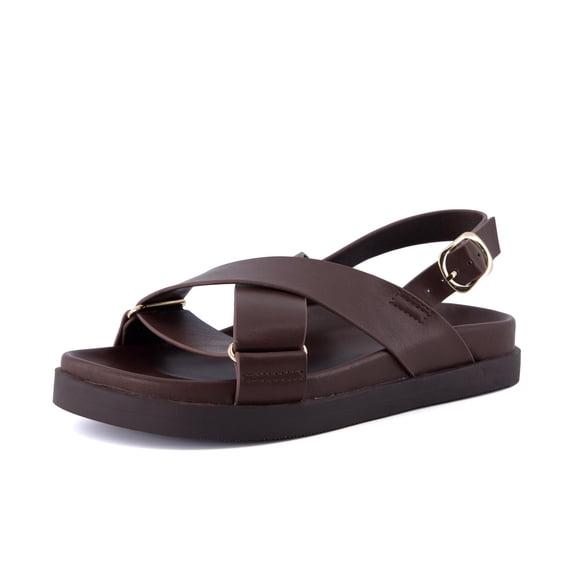 Cushionaire Eden Footbed Sandals for Women, Comfortable Arch Support Womens Sandals with Platform, Slingback Strap and Memory Foam