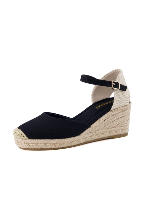 Elche Closed Toe Wedge Sandals for Women, Platform Espadrilles Heels With Adjustable Buckle
