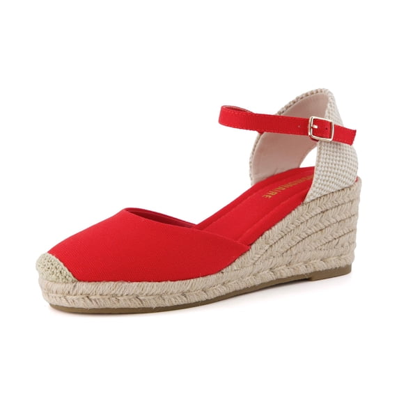 Cushionaire Elche Closed Toe Wedge Sandals for Women, Platform Espadrilles Heels With Adjustable Buckle