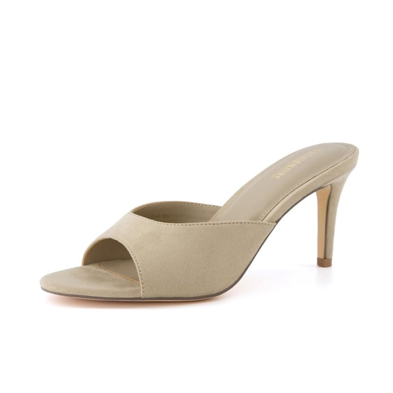 Cushionaire Elle Pointed Heel Womens Sandal, Open Toe Heeled Mule with Cushioned Memory and Stiletto Design