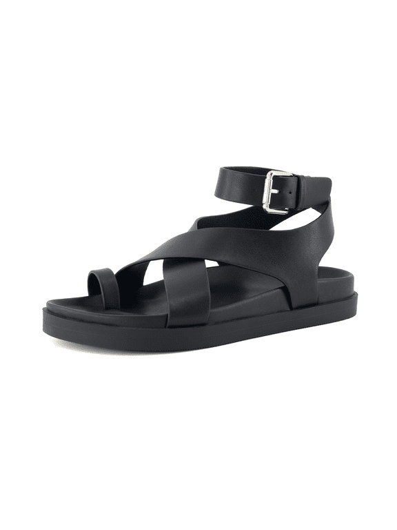 Entry Womens Ankle Wrap Molded Footbed Sandal with Adjustable Strap | Non-Slip Outsole | Womens Platform Sandals | Comfortable Summer Shoes | Wide Widths Available