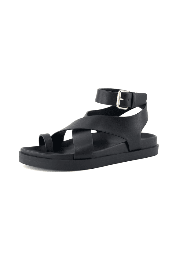 Entry Womens Ankle Wrap Molded Footbed Sandal with Adjustable Strap | Non-Slip Outsole | Womens Platform Sandals | Comfortable Summer Shoes | Wide Widths Available