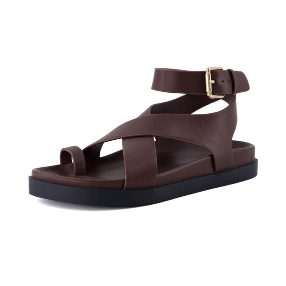 Cushionaire Entry Womens Ankle Wrap Molded Footbed Sandal with Adjustable Strap | Non-Slip Outsole | Womens Platform Sandals | Comfortable Summer Shoes | Wide Widths Available