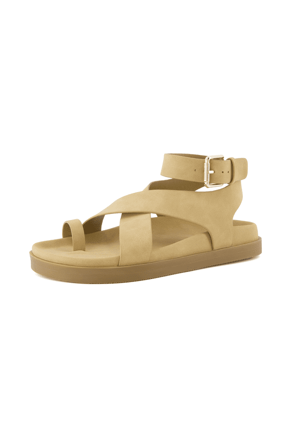 Entry Womens Ankle Wrap Molded Footbed Sandal with Adjustable Strap | Non-Slip Outsole | Womens Platform Sandals | Comfortable Summer Shoes | Wide Widths Available
