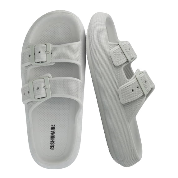 Cushionaire Fame Pillow Recovery Sandals for Women, Adjustable Double Buckle Waterproof EVA Cloud Slides for Women