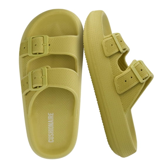 Cushionaire Fame Pillow Recovery Sandals for Women, Adjustable Double Buckle Waterproof EVA Cloud Slides for Women