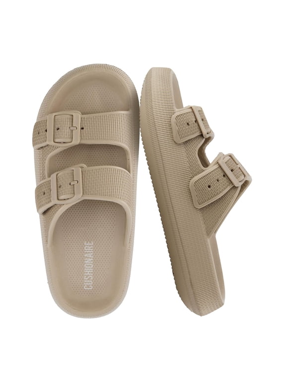Fame Pillow Recovery Sandals for Women, Adjustable Double Buckle Waterproof EVA Cloud Slides for Women