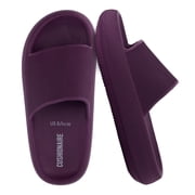 Cushionaire Feather Pillow Slide Sandals for Women   Comfortable and Squishy Slip On Womens Slippers, Indoor Outdoor Shower Shoes, Beach Essential Cloud Slides