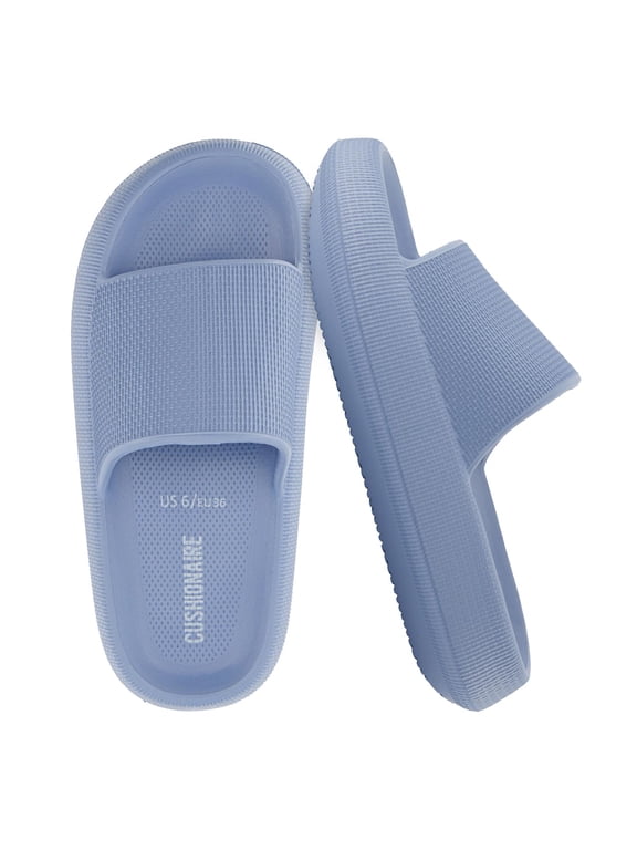 Feather Pillow Slide Sandals for Women – Comfortable and Squishy Slip On Womens Slippers, Indoor Outdoor Shower Shoes, Beach Essential Cloud Slides