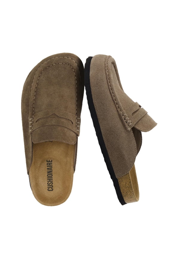 Fondu Genuine Leather Clogs for Women, Comfortable Slip On Womens Mules with Penny Strap Accent and Memory Foam Footbed