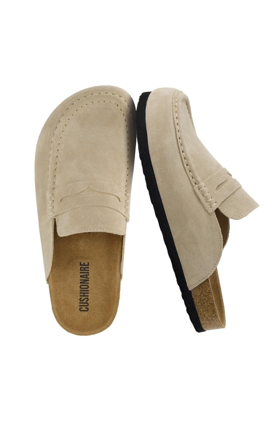 Fondu Genuine Leather Clogs for Women, Comfortable Slip On Womens Mules with Penny Strap Accent and Memory Foam Footbed