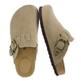 thumbnail image 1 of Cushionaire Hamlet Genuine Leather Suede Clogs for Women, Slip On Shoes with Detailed Metal Buckle Strap and Memory Foam Footbed, 1 of 20