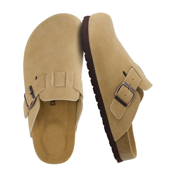 Cushionaire Hana - Genuine Leather Suede Classic Clog Womens Shoes - Slip On Mule Comfortable Shoes for Women