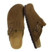 Cushionaire Hana - Genuine Leather Suede Classic Clog Womens Shoes - Slip On Mule Comfortable Shoes for Women