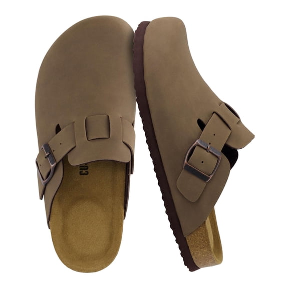 Cushionaire Hana Women's Clogs | Comfortable Vegan Suede Clogs for Women | Slip On Potato Shoes with Cork Footbed & Arch Support | Memory Foam, Wide Widths Available