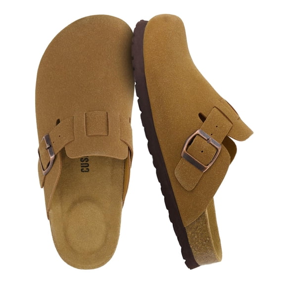 Cushionaire Hana Women's Clogs | Comfortable Vegan Suede Clogs for Women | Slip On Potato Shoes with Cork Footbed & Arch Support | Memory Foam, Wide Widths Available